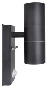 LED Wall Lamp Stainless Steel Cylinder Shape Black with Sensor