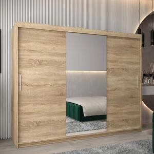 Tavira I Mirrored Wardrobe 3 Sliding Doors 250cm In Sonoma Oak