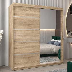 Vevey II Mirrored Wardrobe 2 Sliding Doors 180cm In Sonoma Oak