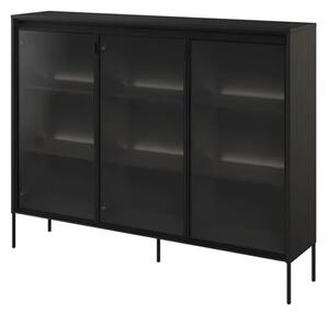 Trier Display Cabinet 3 Glass Doors In Matt Black With LED