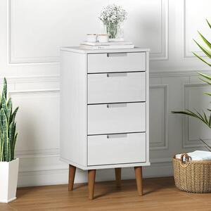 Drawer Cabinet MOLDE White 40x35x82 cm Solid Wood Pine
