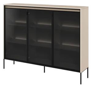 Trier Display Cabinet 3 Glass Doors In Beige With LED