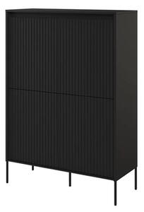 Trier Wooden Highboard With 4 Doors In Matt Black