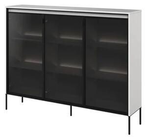 Trier Display Cabinet 3 Glass Doors In Matt White With LED