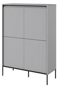 Trier Wooden Highboard With 4 Doors In Matt Grey