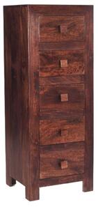 Tivat Mango Wood Chest Of 5 Drawers In Dark Mahogany