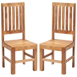 Tivat Light Mahogany Mango Wood Slat Back Dining Chairs In Pair