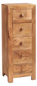 Tivat Mango Wood Chest Of 5 Drawers In Light Mahogany