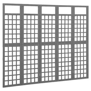 5-Panel Room Divider/Trellis Solid Fir Wood Black 201.5x180 cm