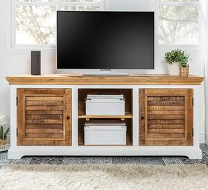 Accra Solid Mango Wood TV Stand With 2 Doors In Oak