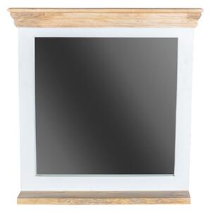 Accra Solid Mango Wood Frame Wall Mirror With Shelf In White