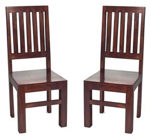 Tivat Dark Mahogany Mango Wood Slat Back Dining Chairs In Pair