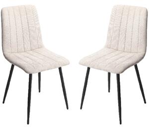 Arta Straight Stitch Natural Fabric Dining Chairs In Pair