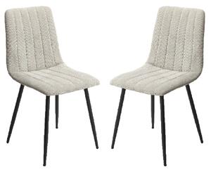 Arta Straight Stitch Light Grey Fabric Dining Chairs In Pair