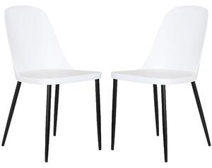 Arta Duo White Plastic Seat Dining Chairs In Pair