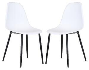 Arta Curve White Plastic Seat Dining Chairs In Pair