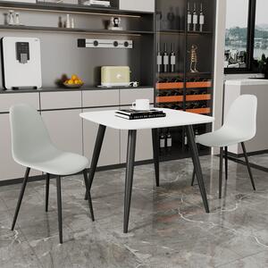 Arta Square White Wooden Dining Table 2 Duo Plastic Grey Chairs