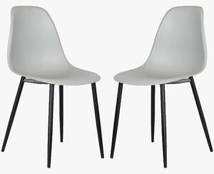 Arta Curve Light Grey Plastic Seat Dining Chairs In Pair