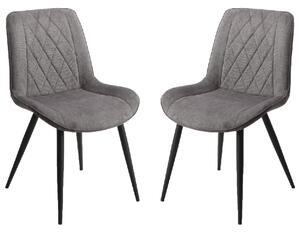 Arta Diamond Stitch Dark Grey Fabric Dining Chairs In Pair