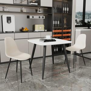 Arta Square White Wooden Dining Table 2 Duo Plastic Calico Chairs