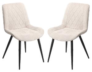 Arta Diamond Stitch Natural Fabric Dining Chairs In Pair