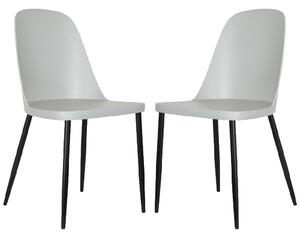 Arta Duo Light Grey Plastic Seat Dining Chairs In Pair