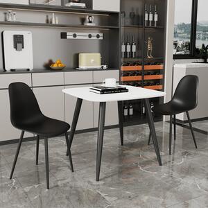 Arta Square White Wooden Dining Table 2 Duo Plastic Black Chairs