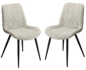 Arta Diamond Stitch Light Grey Fabric Dining Chairs In Pair