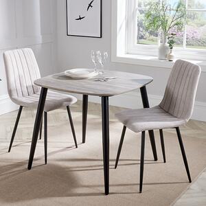 Arta Square Grey Wooden Dining Table 2 Natural Straight Chairs