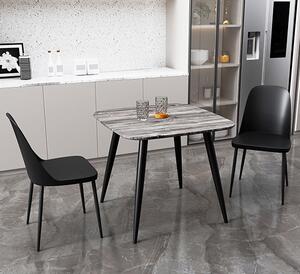 Arta Square Grey Wooden Dining Table 2 Curve Plastic Black Chairs