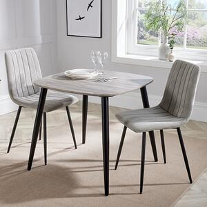 Arta Square Grey Wooden Dining Table 2 Light Grey Straight Chairs