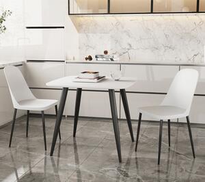 Arta Square White Wooden Dining Table 2 Curve Plastic White Chairs