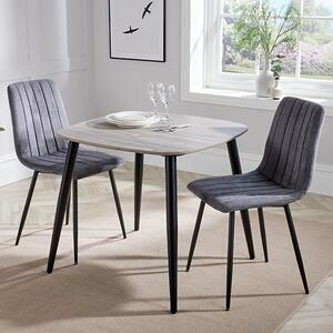 Arta Square Grey Wooden Dining Table 2 Dark Grey Straight Chairs