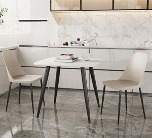 Arta Square White Wooden Dining Table 2 Curve Calico Chairs