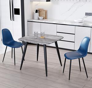 Arta Square Grey Wooden Dining Table 2 Duo Plastic Blue Chairs