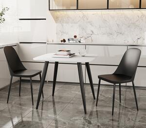 Arta Square White Wooden Dining Table 2 Curve Plastic Black Chairs