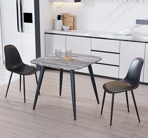 Arta Square Grey Wooden Dining Table 2 Duo Plastic Black Chairs