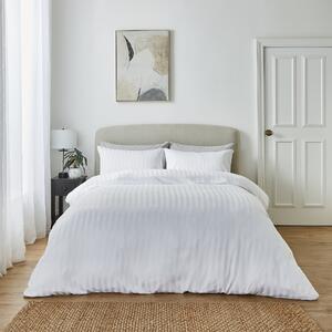 Super Soft Microfibre Stripe Duvet Cover and Pillowcase Set White