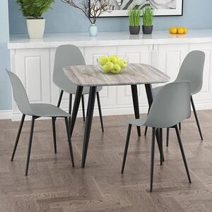 Arta Square Grey Wooden Dining Table 4 Duo Plastic Grey Chairs