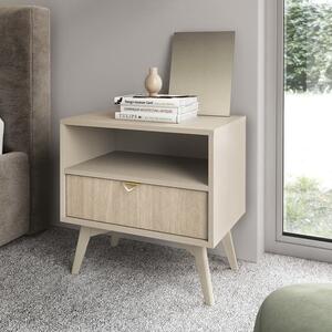 Fargo Wooden Bedside Cabinet With 1 Drawer In Beige