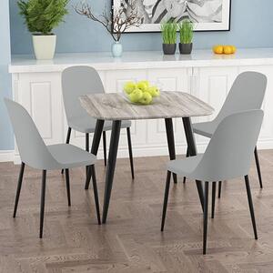 Arta Square Grey Wooden Dining Table 4 Curve Plastic Grey Chairs