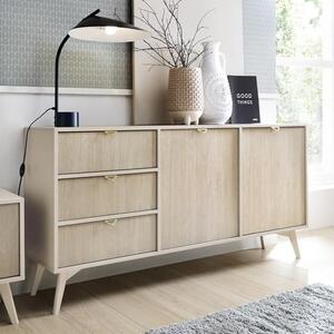 Fargo Wooden Sideboard With 2 Doors 3 Drawers In Beige