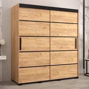 Beilla IV Wooden Wardrobe 2 Sliding Doors 180cm In Golden Oak