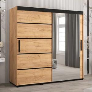 Beilla V Mirrored Wardrobe 2 Sliding Doors 200cm In Golden Oak