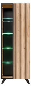 Lagos Wooden Display Cabinet Tall 2 Doors In Hickory Oak LED