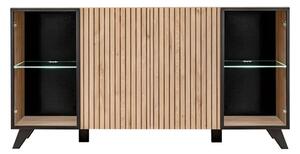 Lagos Wooden Sideboard With 4 Doors In Hickory Oak And LED