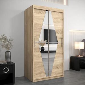 Beloit Mirrored Wardrobe 2 Sliding Doors 100cm In Sonoma Oak