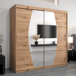 Eden Mirrored Wardrobe 2 Sliding Doors 200cm In Artisan Oak