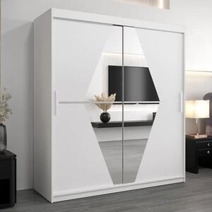 Beloit Mirrored Wardrobe 2 Sliding Doors 180cm In White