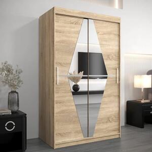 Beloit Mirrored Wardrobe 2 Sliding Doors 120cm In Sonoma Oak